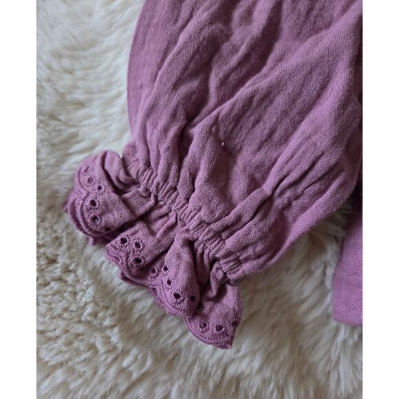 H&M Mauve long sleeved eyelet Blouse size 6 girls  NWT - Picture 3 of 8